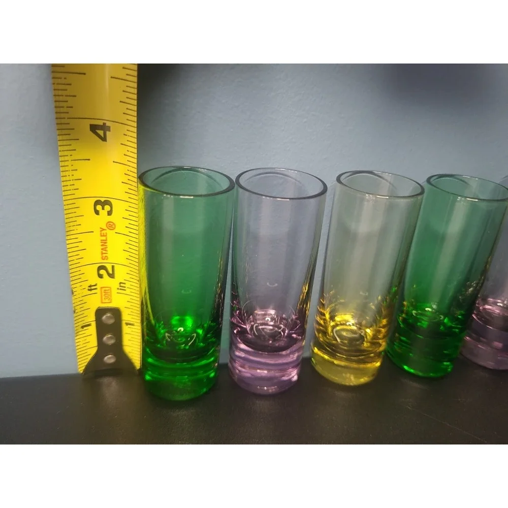 6 Shot Glasses Multi-Colored Glass‎ Vodka Aperitif Liqueur Cordial 3.5